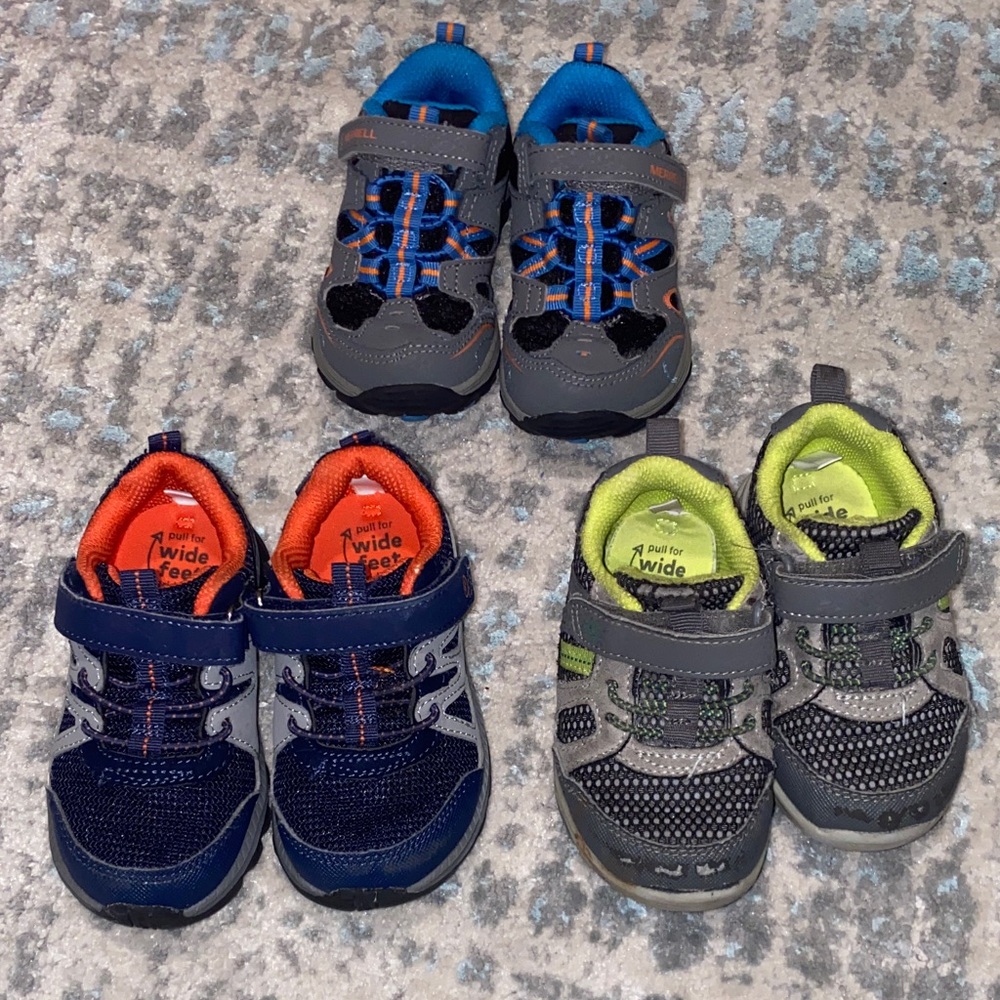 Toddler Boys Stride Rite and Merrell Sneakers Size 6/7